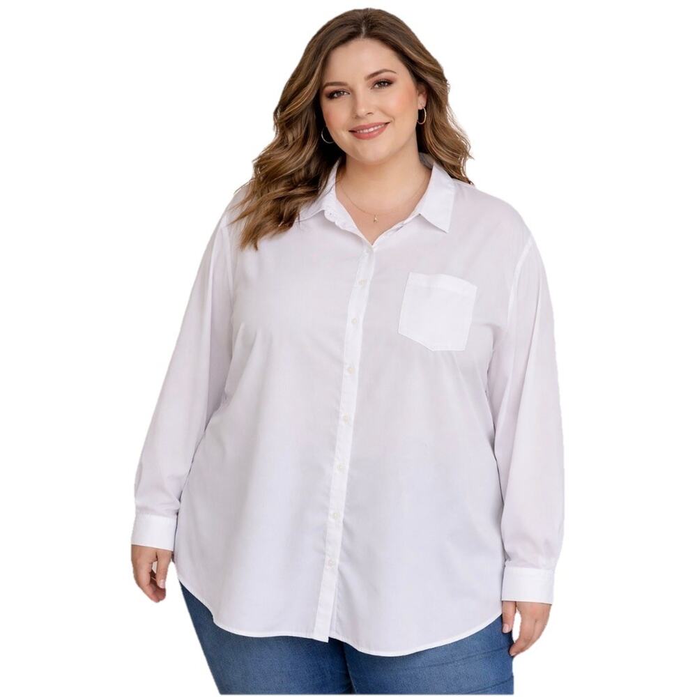 Ryan Wylde white blouse long sleeve plus size 4X
